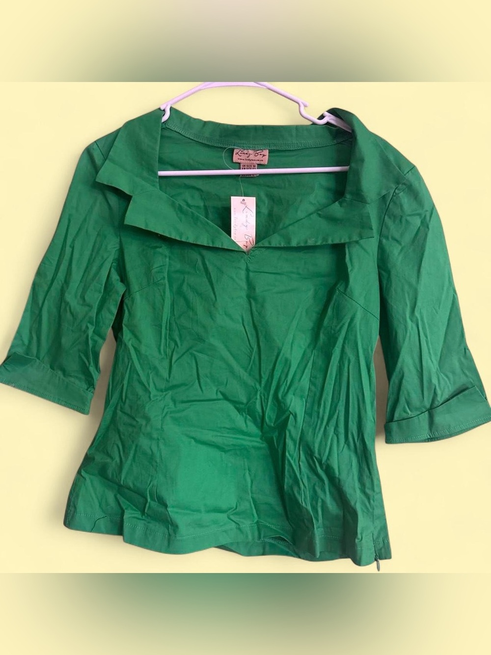 Lindy Bop Emerald Green Boatneck 3/4 Sleeve Top